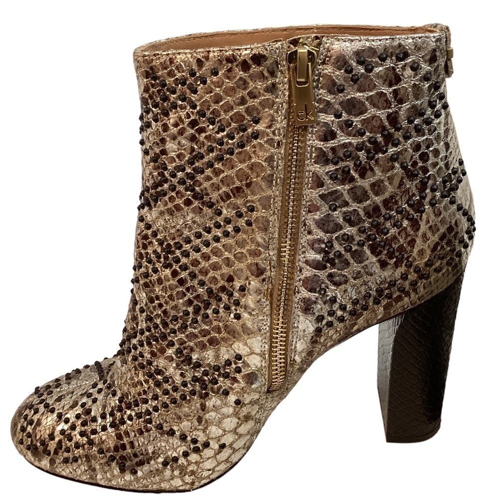 Calvin Klein Jasmin gold python leather boots siz… - image 4